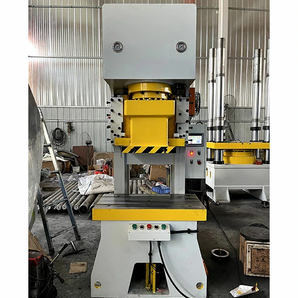 100 ton hydraulic punching press front view, industrial stamping machine for metal blanking and punching operations
