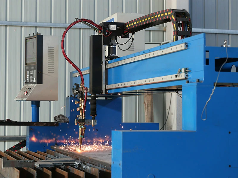 CNC flame cutting machine in operation at LS hydraulic press factory