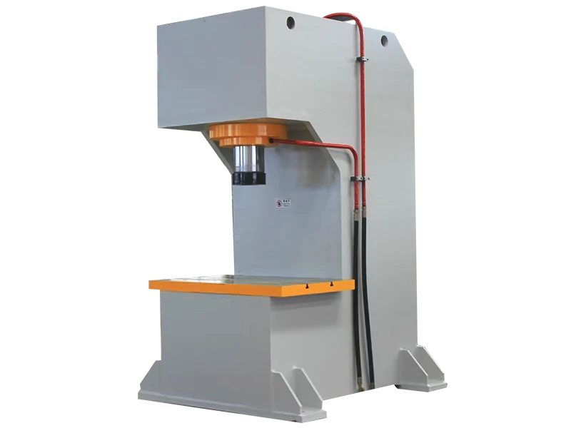 Hydraulic press for aerospace industry performing rubber pad forming on thin aluminum aerospace sheets