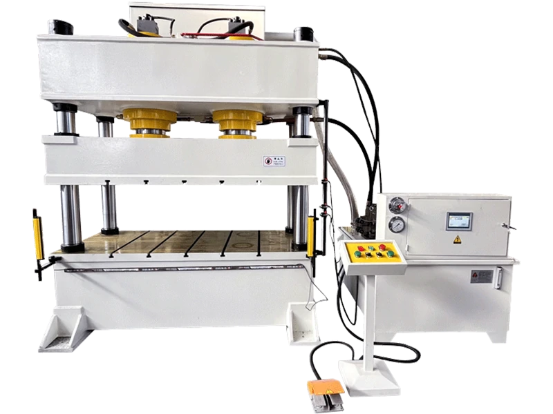 Hydraulic press for aerospace industry utilizing sheet hydroforming to shape complex aluminum fuselage panels